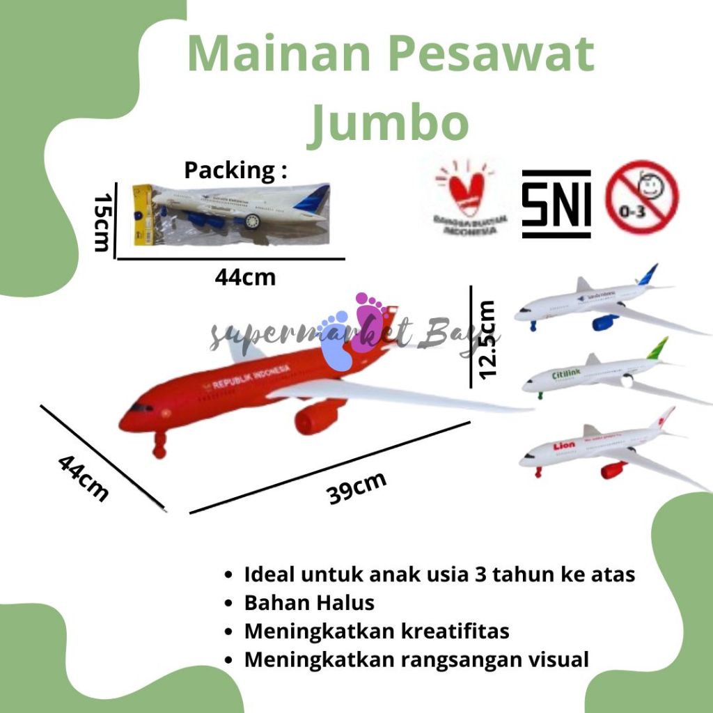 Mainan Pesawat Jumbo / Mainan Pesawat / Mainan Anak Murah / Mainan Anak SNI / Mainan Anak Laki Laki 