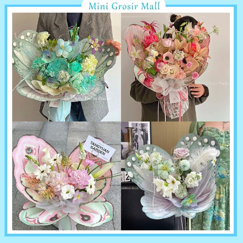 

BUTTERFLY Flower Wrapping Paper kupu kupu Bening Cellophane Kertas Buket Bunga Florist KB56