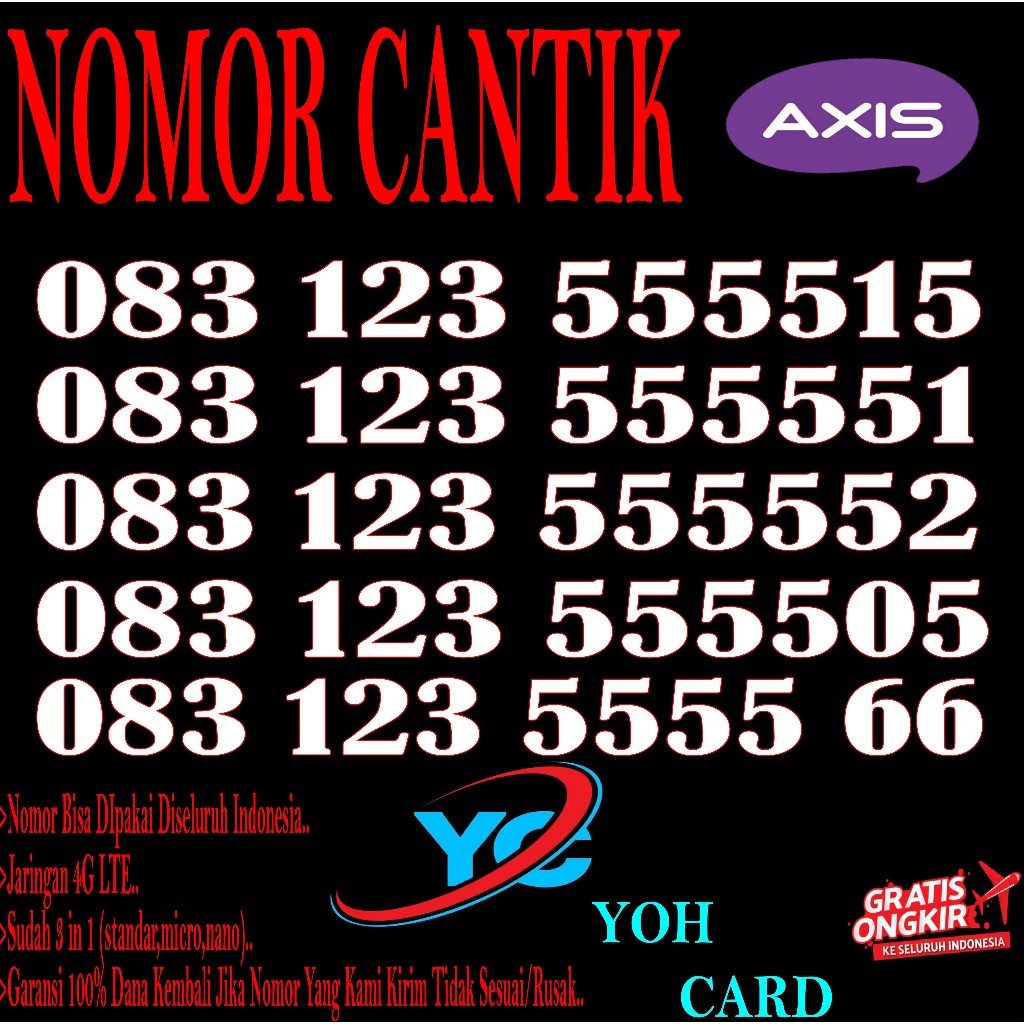 Nomor Cantik Kartu Perdana Axis Kwartet, nomor cantik axis kartu perdana cantik no cantik axis