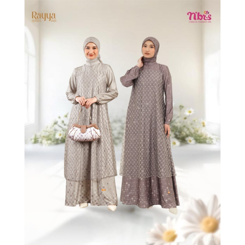 GAMIS TERBARU 2025 RAYYA SERIES JELITA PLUM TAUPE BY NBRS FASHION DRESS BUSANA MUSLIM PEREMPUAN DEWA