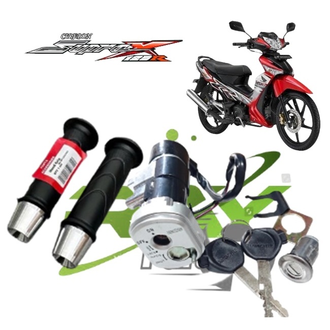 Kunci kontak Set Plus Jok Supra x 125 Supra Batman Plus + Karet GrIp Hand fat Hangrip + Jalu Stang
