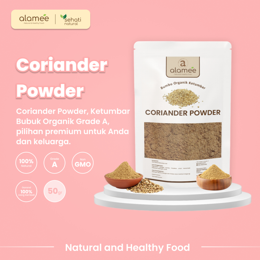 

ALAMEE Ketumbar Bubuk Organik Bumbu Dapur Instan Coriander Powder Murni Asli Tanpa Campuran 50g
