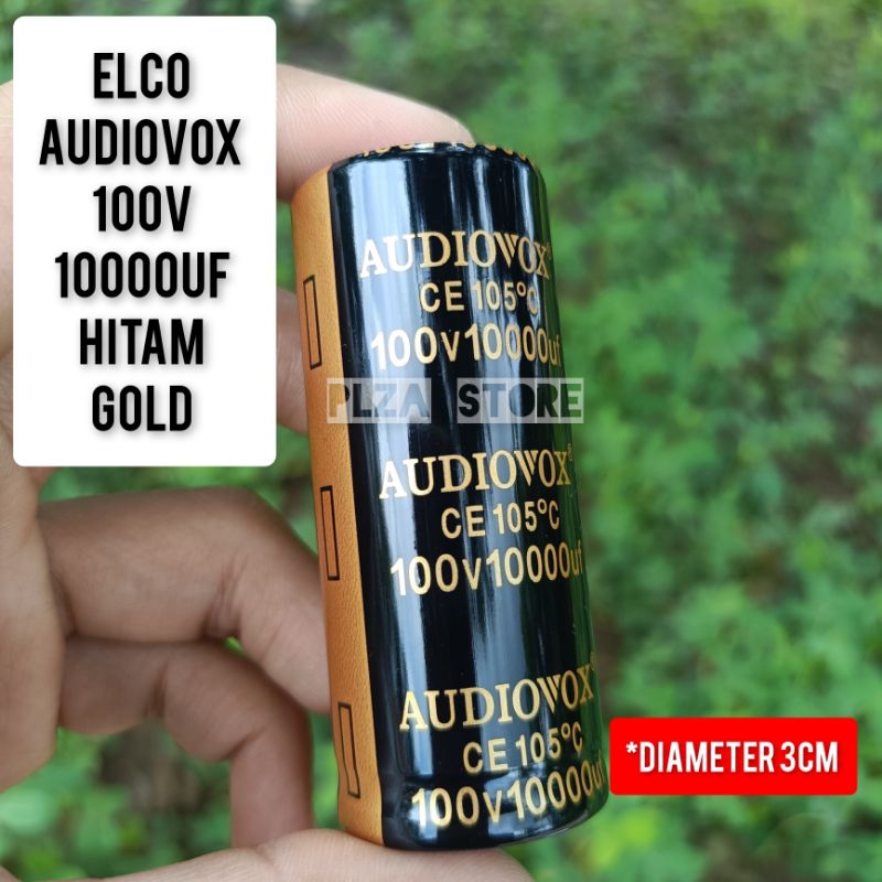 Elco 100v 10000uf Audiovox hitam gold diameter 3cm capasitor elko 100volt 10000uf audiovox original 