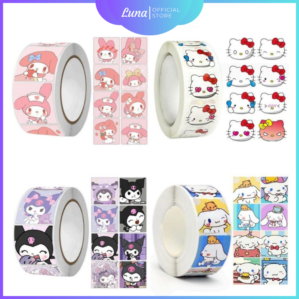 

Stiker Roll Label Lucu Isi 500 Lembar Motif Cartoon Cute Stiker Tape Cartoon Washi Tape Sanrio