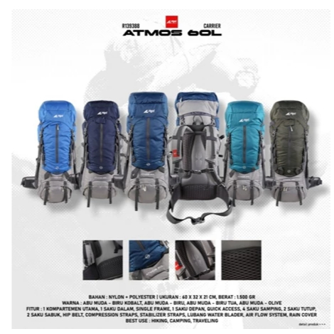 Rei Tas Carrier Atmos 60 Liter Arei Outdoorgear Tas Gungung Include Raincover