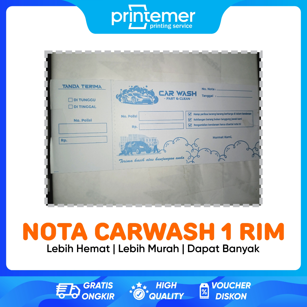 

CETAK 1 RIM NOTA CUCIAN MOBIL / CARWASH CUSTOM 2 LAYER