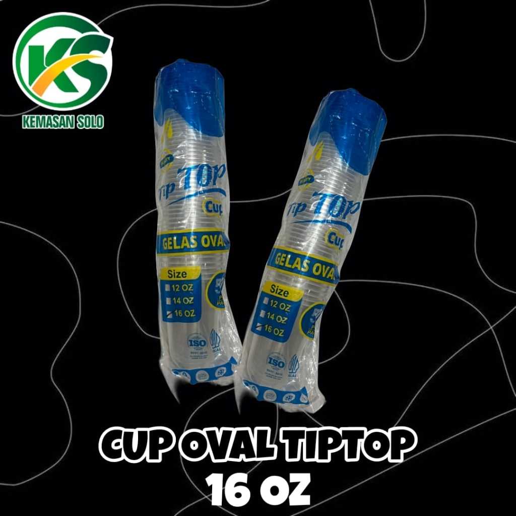Gelas plastik cup OVAL PP Tiptop 16 oz 16oz 8 gr