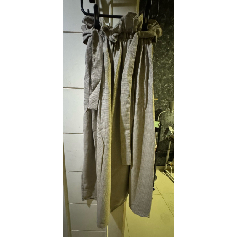 preloved - brown tartan with ruffle waist skirt