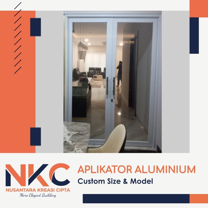 PINTU ALUMINIUM KACA SWING 2 DAUN UK L140XT200 COCOK UNTUK PINTU UTAMA RUMAH