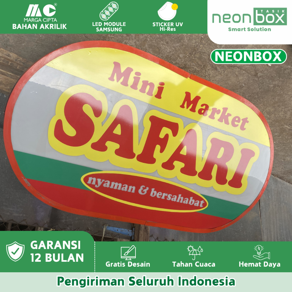 Neon Box Akrilik Bundar 2 Sisi Bebas Custom LED Kualitas Premium Desain Sendiri Gratis Desain Dari T