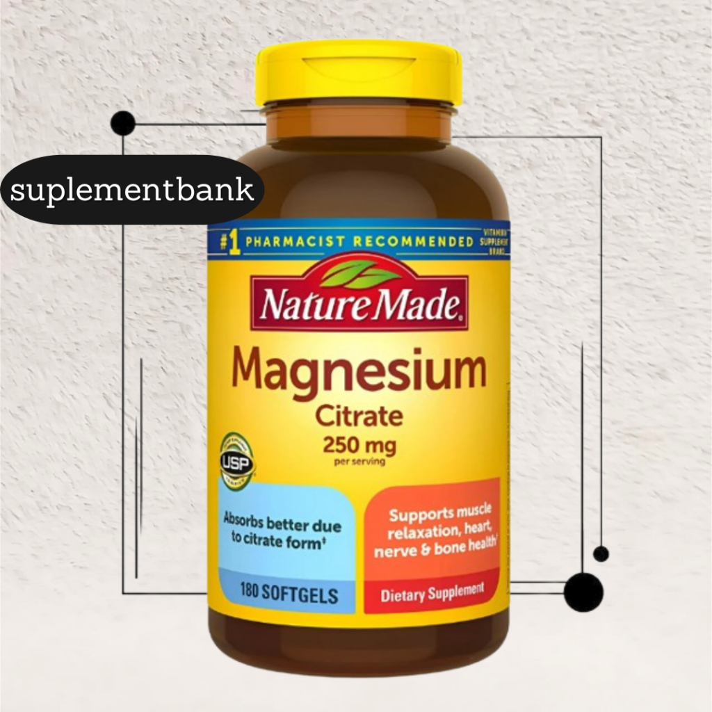[100% ORIGINAL] Nature Made Magnesium Citrate 250 mg 180 softgels vitamin saraf otot jantung tulang 