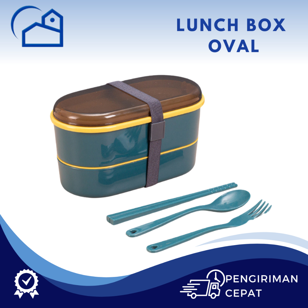 HOMESTATION - Lunch Box 2 Susun Tempat Makan Susun 2 Sekat Free Sendok Garpu Lunch Box Bento 2 Susun
