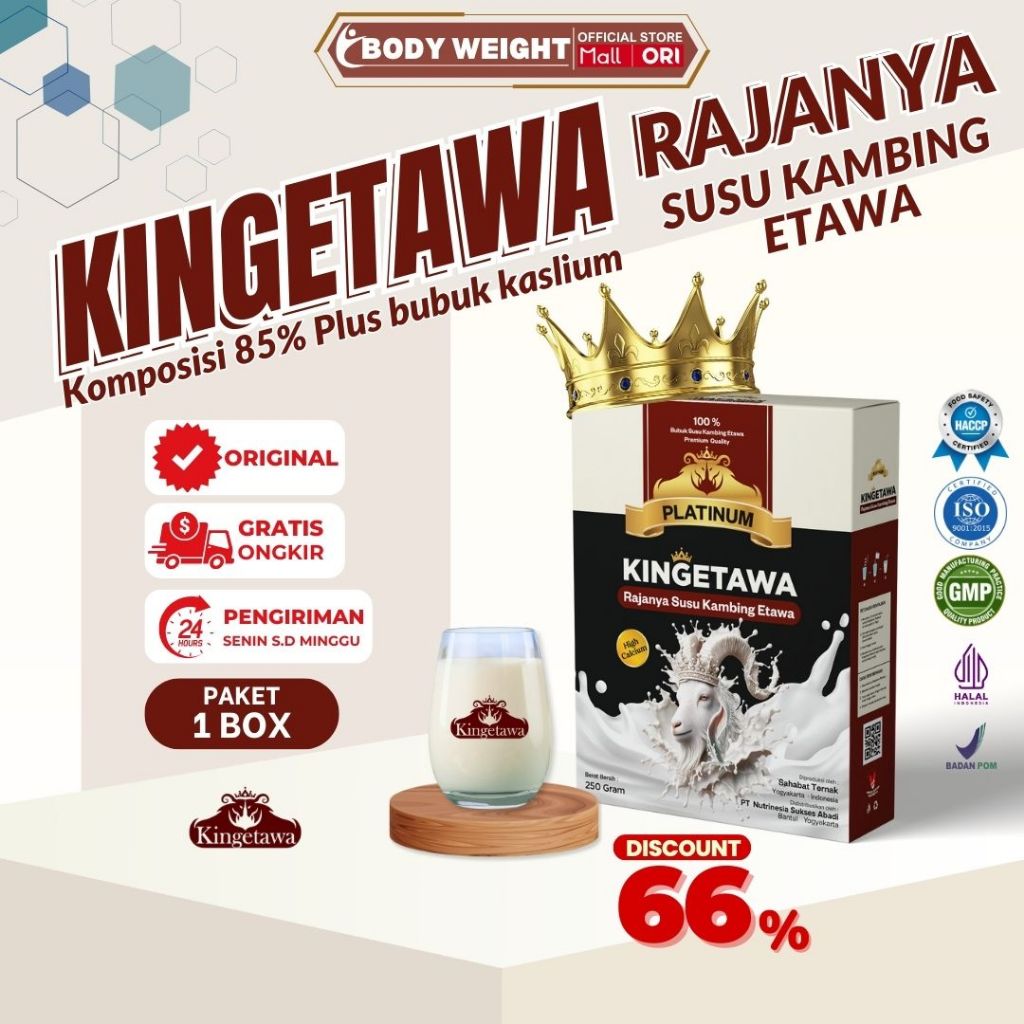 

Kingetawa Platinum Susu Kambing Etawa Untuk Masalah Pernafasan Paket 1 Box Kemasan 250gr