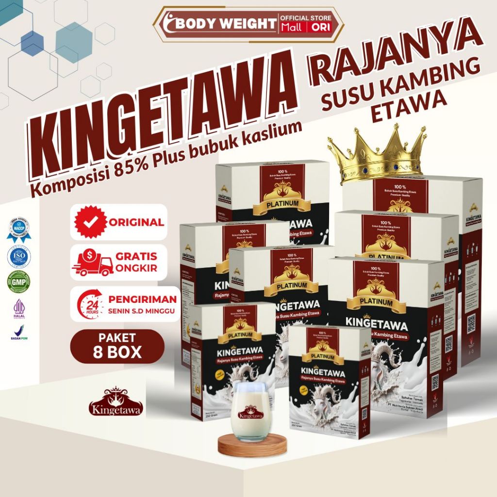 

Kingetawa Platinum Susu Kambing Etawa Untuk Masalah Pernafasan Paket 8 Box Kemasan 250gr