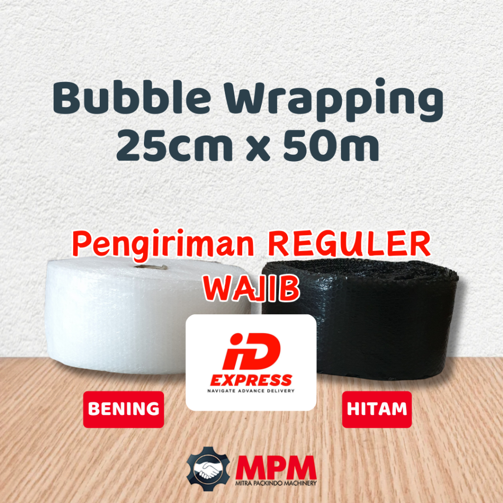 

Bubble Wrapping 25cm Bening / Hitam / Buble Wrap / Plastik Gelembung 25 cm ROLL