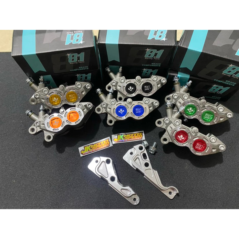 NEW MODEL kaliper + BREKET 8.1 racing parts cakram kiri bigpot 4 piston 4p axial 81 formula big bonu