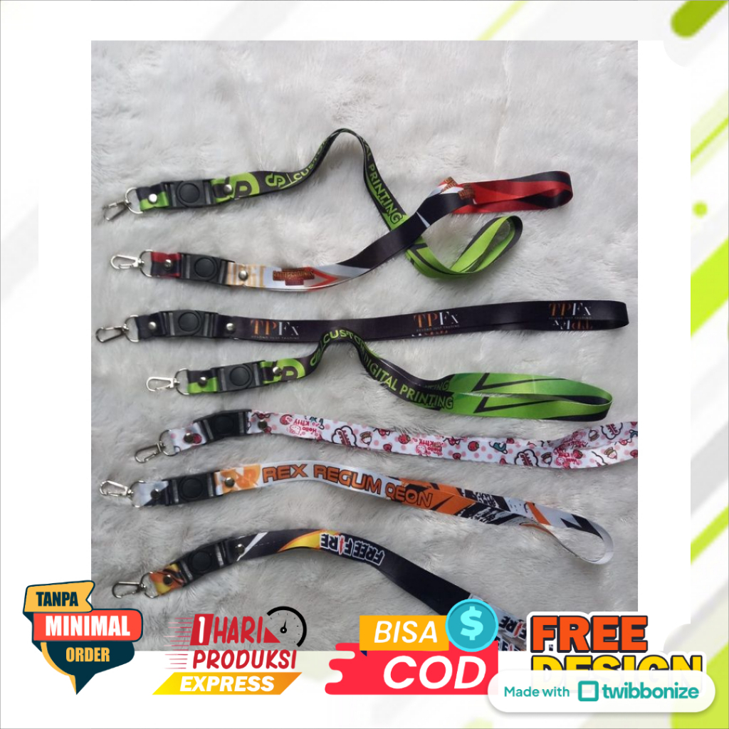 TALI LANYARD CUSTOM GAMBAR ONE PIECE 2 SISI  FULL PRINT GAMBAR BEBAS/ LANYARD CUSTOM BISA SATUAN