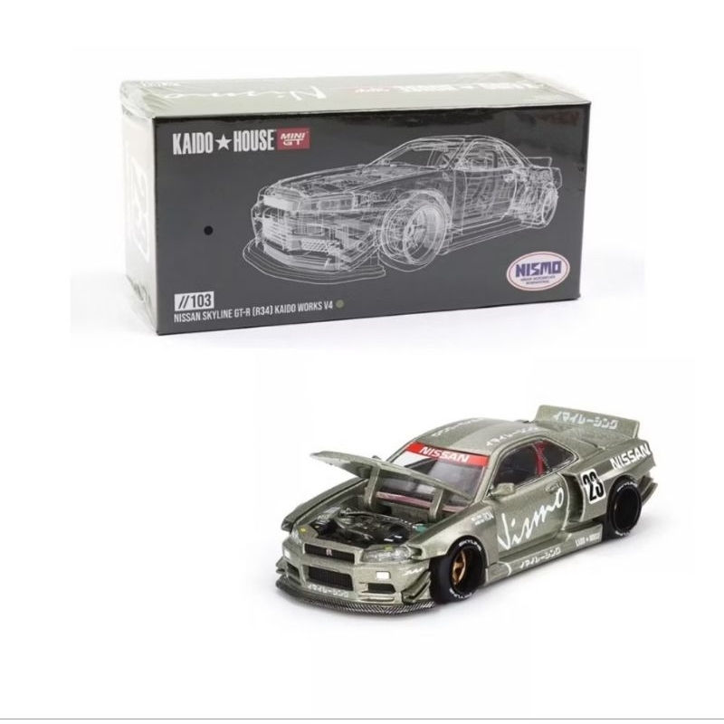 KAIDO HOUSE - Mini GT - Nissan Skyline GT-R [R34] Kaido Works V4 - Jade (Sealed)