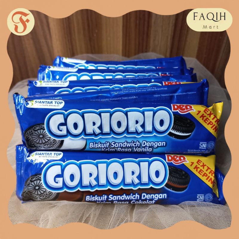 

Goriorio 1 Pack Isi 10pcs @24g Biskuit Sandwich Dengan Krim Cream Rasa Cokelat Chocolate Vanila Cemilan Snack Makanan Jajanan Enak Kemasan Sachet Renceng Seribuan Siantar Top Deo