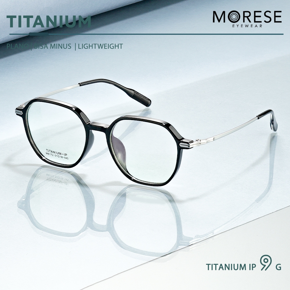 Morese Kacamata Titanium Model Oval Fashion Pria Wanita Bisa Minus Antiradiasi Blueray Bluecromic 81