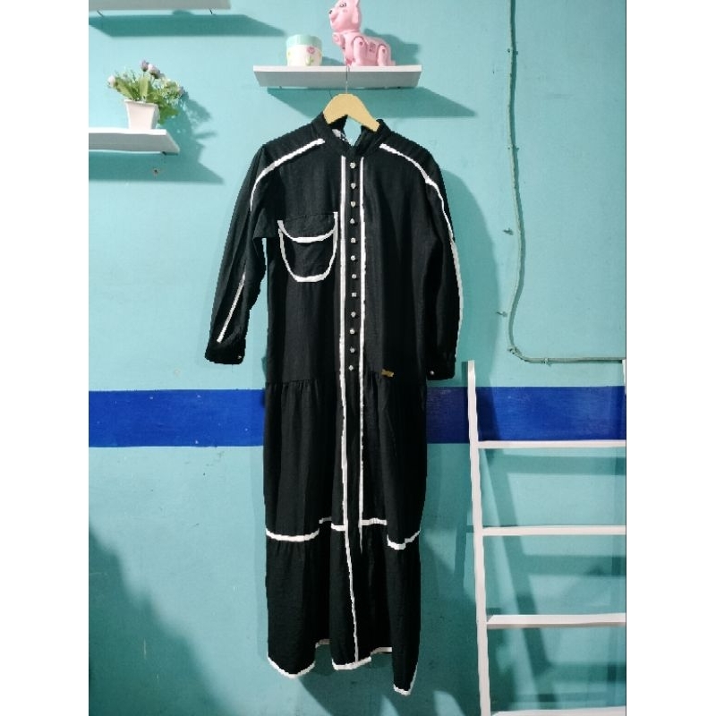 gamis l30 kancing saku depan