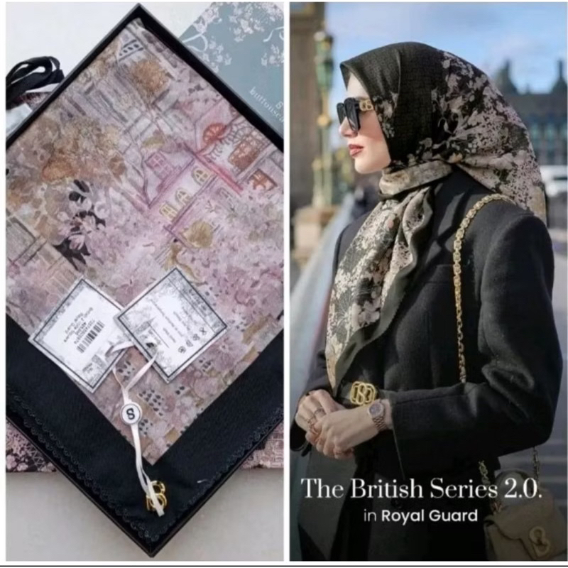 Hijab Segiempat Buttonscraves BRITISH Series with Logo B - Jilbab Buttonscraves British