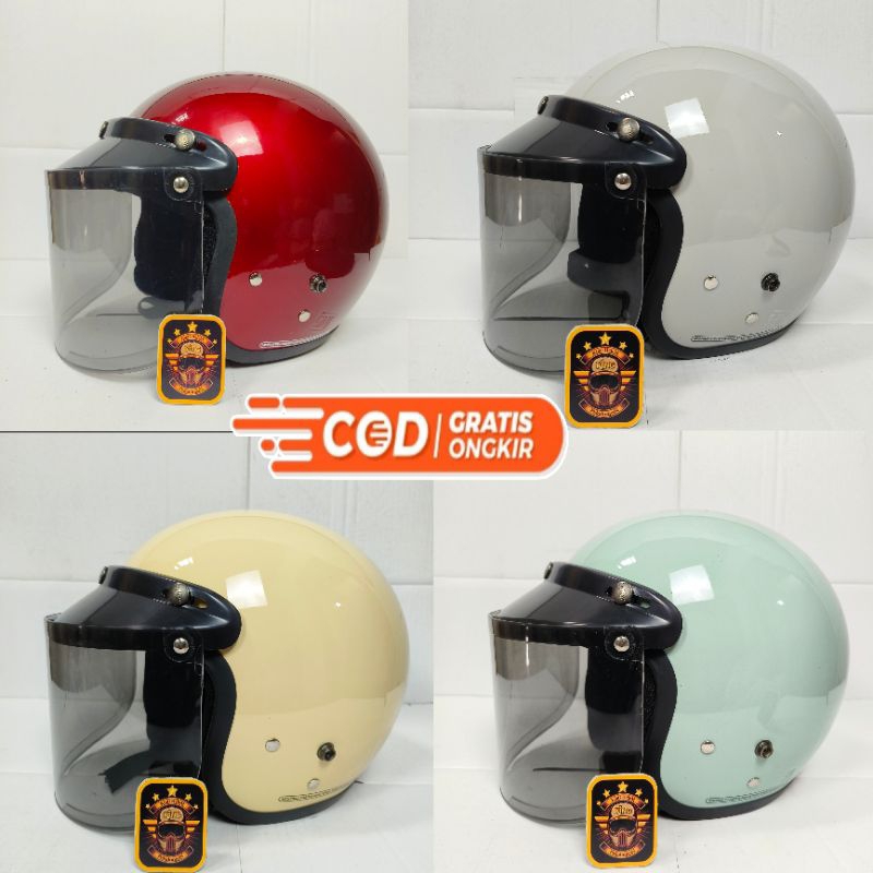 HELM BOGO DEWASA NO1 KACA DATAR HITAM Helm Bogo dewasa pria wanita premium helm hijab helm classic