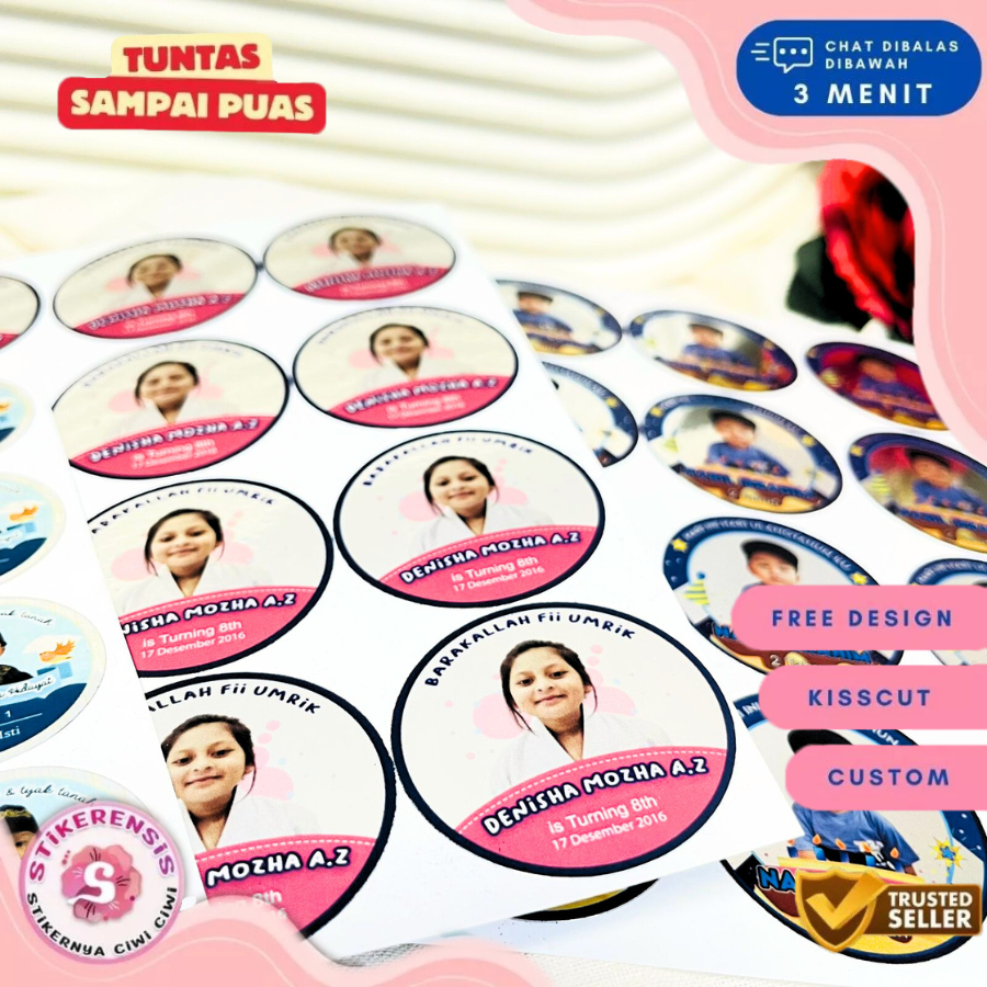

2-4 Stiker Gold/Silver Ulang Tahun Anak Anti Air Bulat Label Sticker Happy Birthday Stikerensis