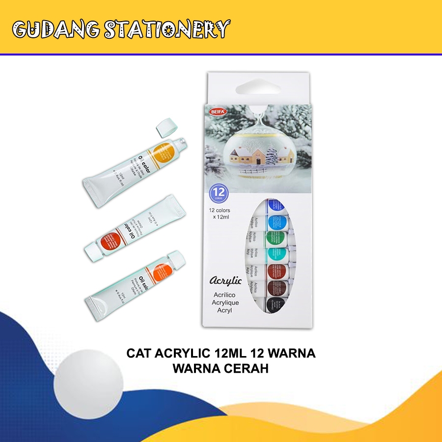 

Beifa Acrylic Paint / Cat Akrilik 12 Warna, Kemasan Kotak 12ml DD127
