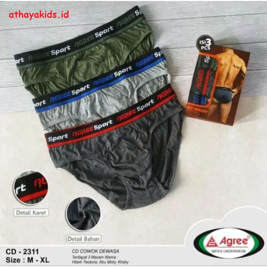 (3 Pcs) Celana Dalam Agree Sport 2311 / CD Pria / CD Cowok Agree Sport