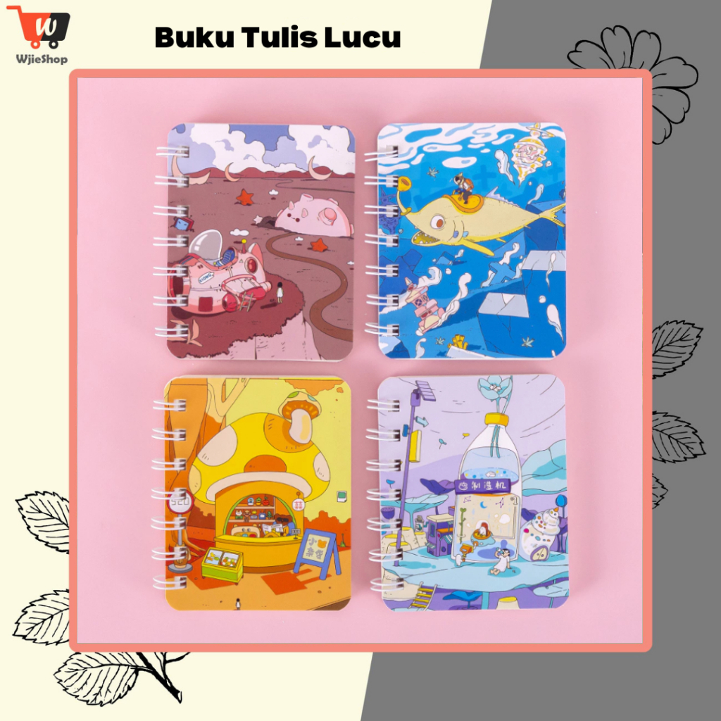 

Buku Tulis Catatan Ring Ukuran A7 Notebook Motif Mini Buku Saku Kecil Motif Lucu Buku Tulis Mini