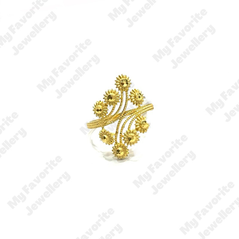 Cincin Silang Susun Bunga Matahari Uk15 EMAS ASLI Kadar 700 16K
