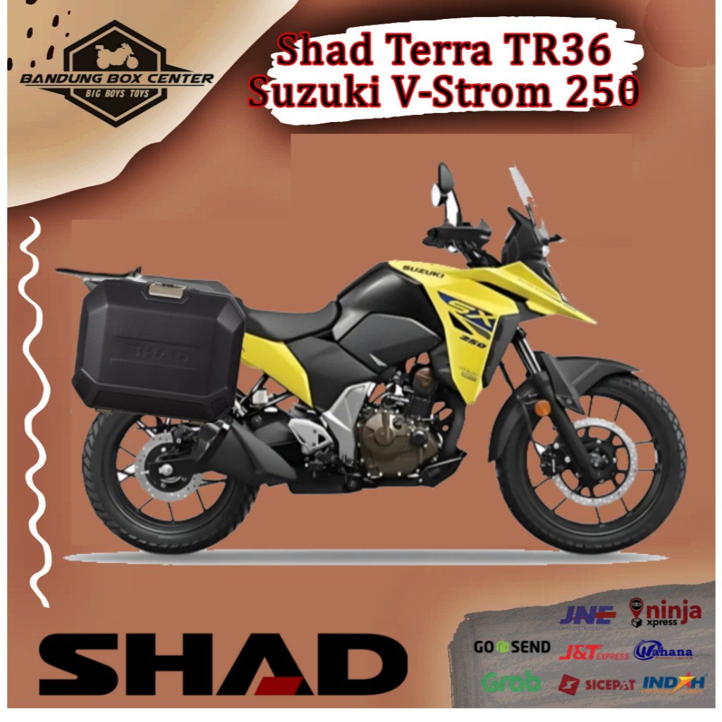 Paket SideBox Shad Terra TR36 Black Box Shad Terra TR 36 Suzuki V Strom 250 Side Box Shad Terra TR36