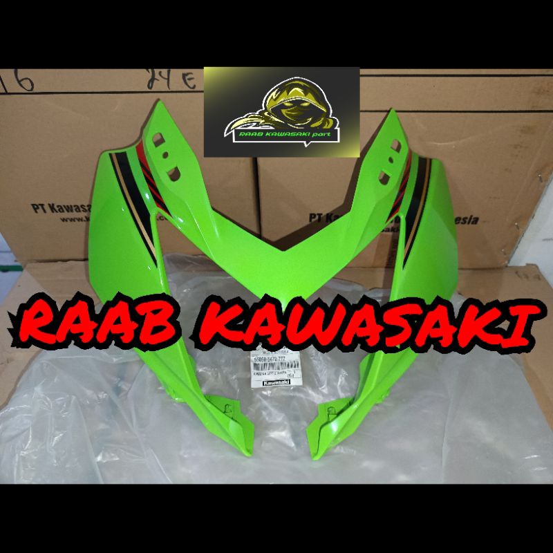 cover batok lampu depan hijau stiker krt ninja 250 rr mono original kawasaki