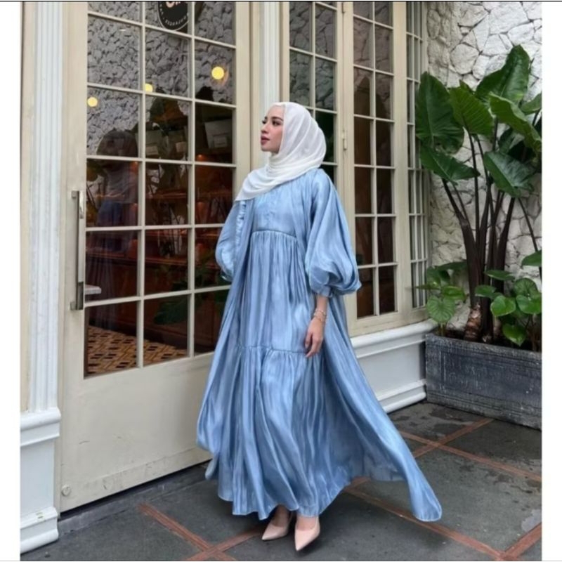 (NEW Permak) Zamma Dress or Zama Dress Outer by Gonegani (Sisa Pastel Blue, Size M)