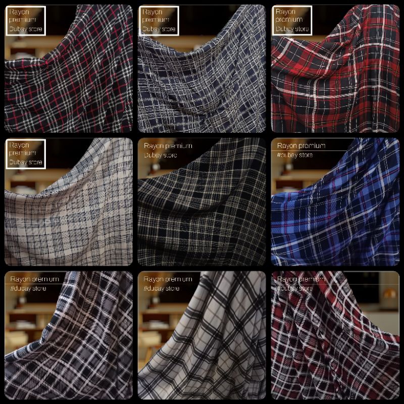 (harga /50cm)KAIN KATUN RAYON PREMIUM MOTIF KOTAK-KOTAK FLANEL /RAYON MOTIF PILIHAN