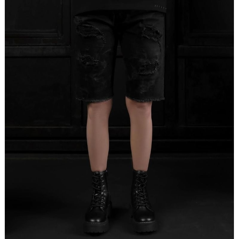 RUCAS BLACK CRYSTAL WASHED DIAMOND PATTERN SHORT ORIGINAL CELANA PENDEK HITAM RUCASCO LIMITED EDITIO