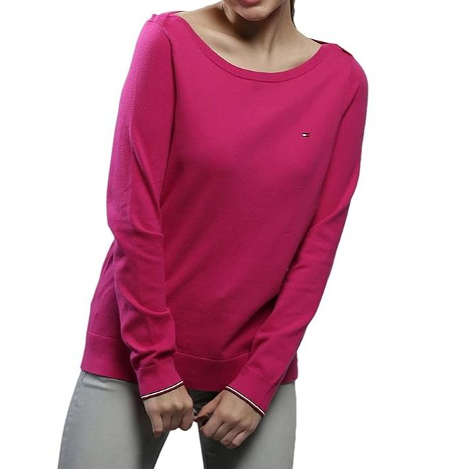 Tommy Hilfiger Sweater wanita Cotton Boat Neck size XXL - pink