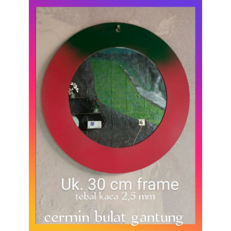 Cermin Dinding Gantung Tempel Aesthetic Dekorasi Full Body Bulat Besar Mini Lipat Jepara Led