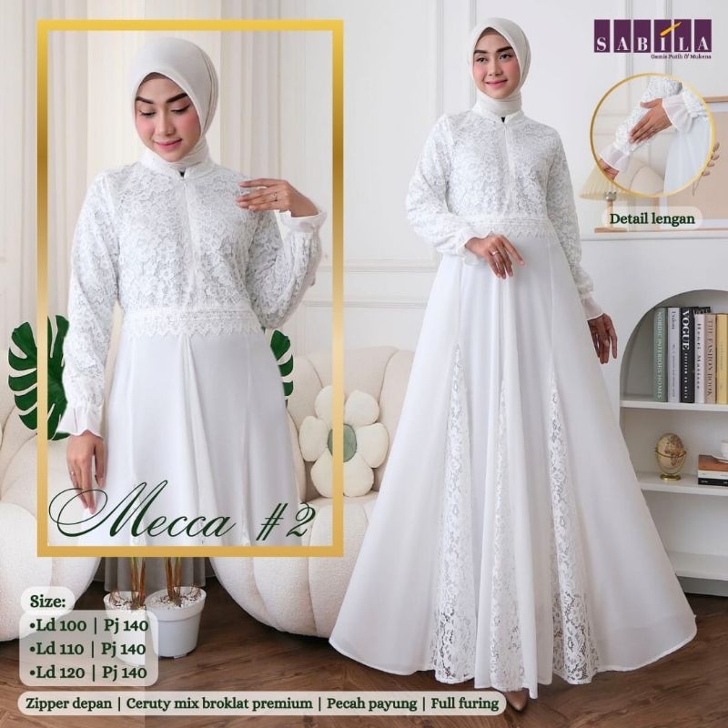 NEW GAMIS BRUKLAT PUTIH DEWASA FASHION MUSLIM//MECCA DRESS BY SABILA HIJAB