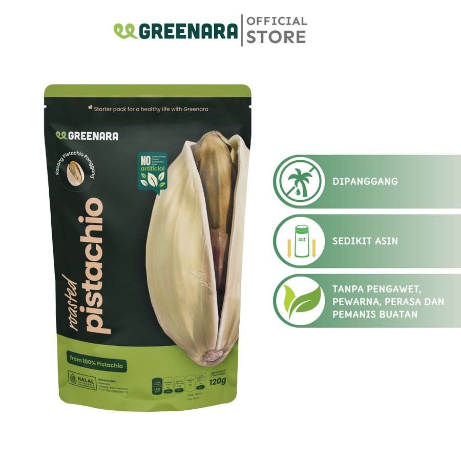 

Greenara Natural Roasted Pistachio 120gr / Kacang Pistachio Cangkang