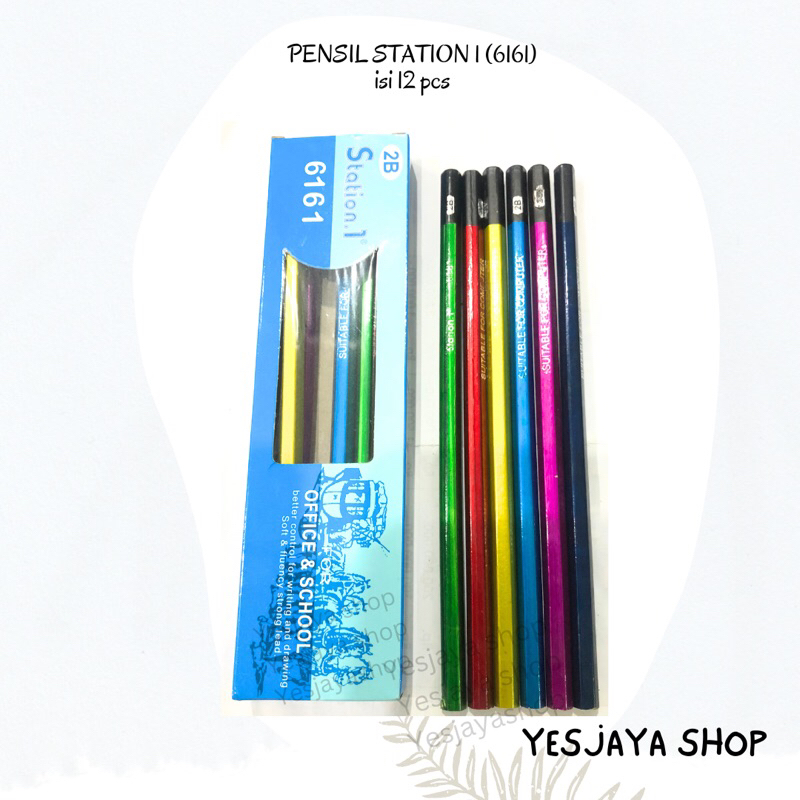 

{12 pcs} Pensil 2B murah Station1 No. 6161 / Pensil Kayu Station1 2B grosir