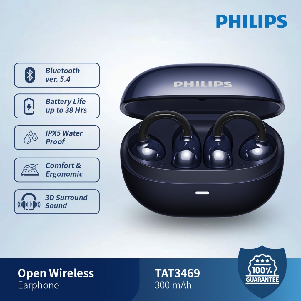 PHILIPS TAT3469 Clip TWS Clip On Open Ear True Wireless Earbuds Office TWS Earphone Bluetooth 5.4 38