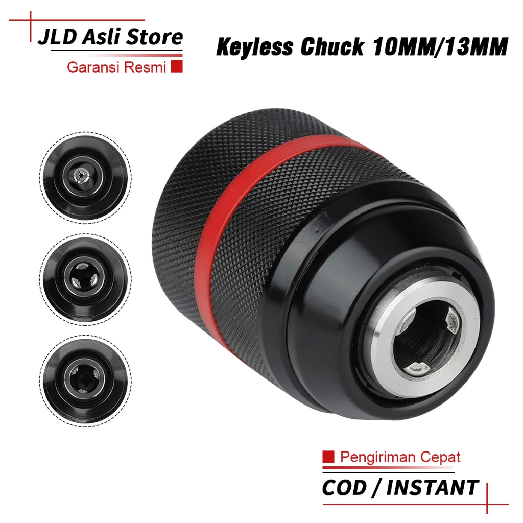 JLD Kepala Bor Drill Chuck 10mm/13mm Kepala Mesin Bor Tanpa Kunci Keyless Drill Chuck Full Metal