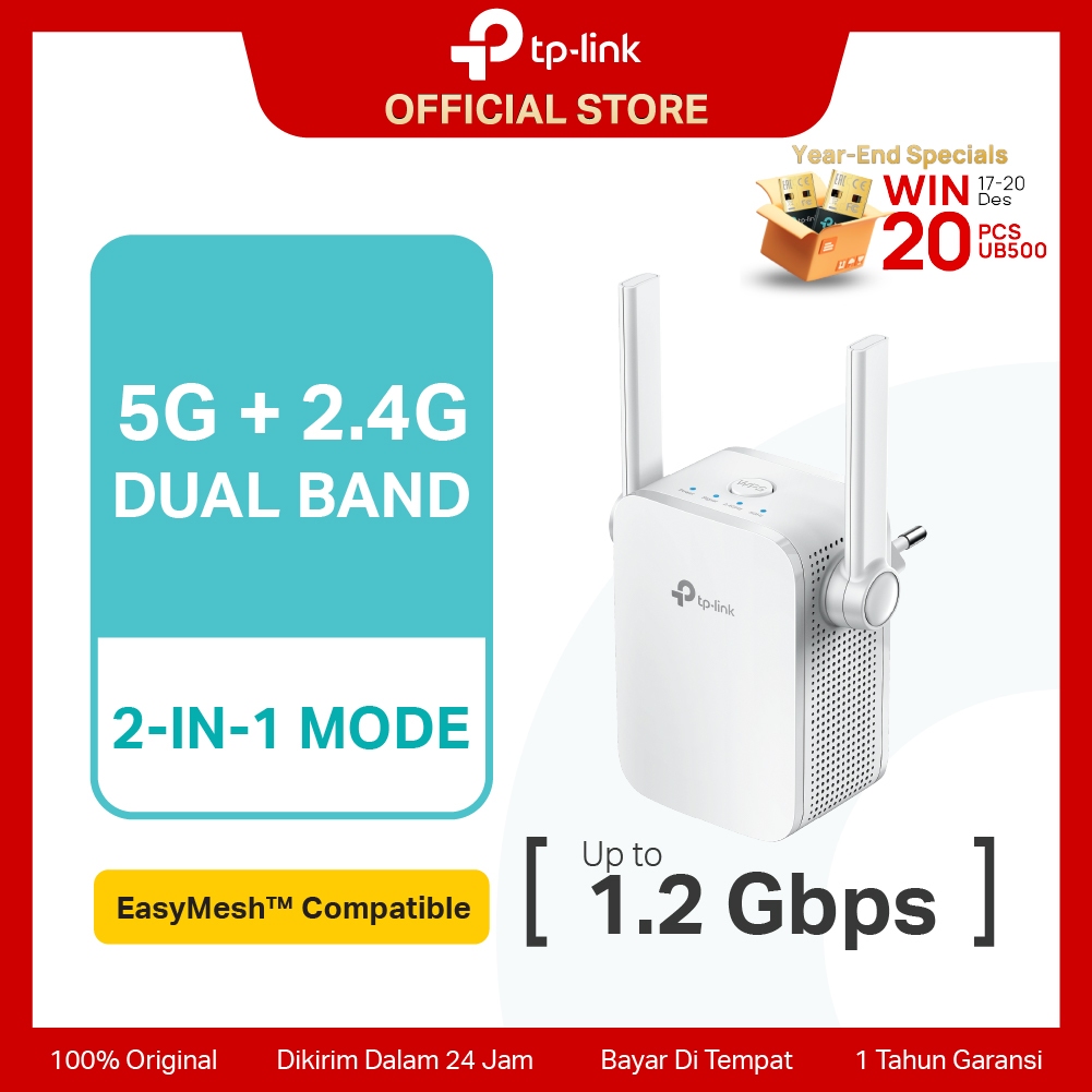 TP-Link RE305 AC1200 WiFi 5 Extender Penguat Sinya Repeater Dual Band Wireless Mesh Access Point WPA