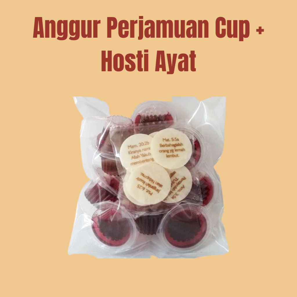 

Ygshop17 Minuman Berperisa Anggur Perjamuan Cup + Hosti Ayat (Isi 100Pcs), Khusus Ibadah Gereja