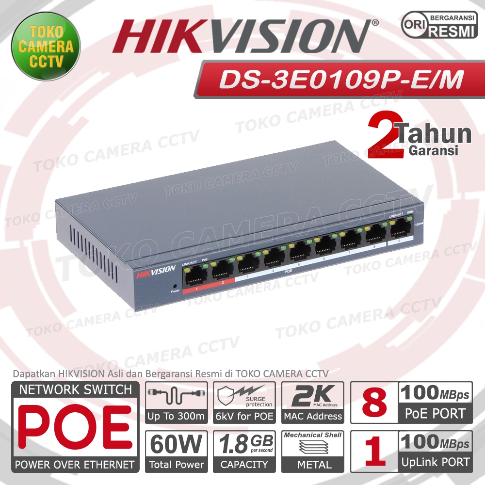 SWITCH POE 8 PORT HIKVISION DS-3E0109P-E/M