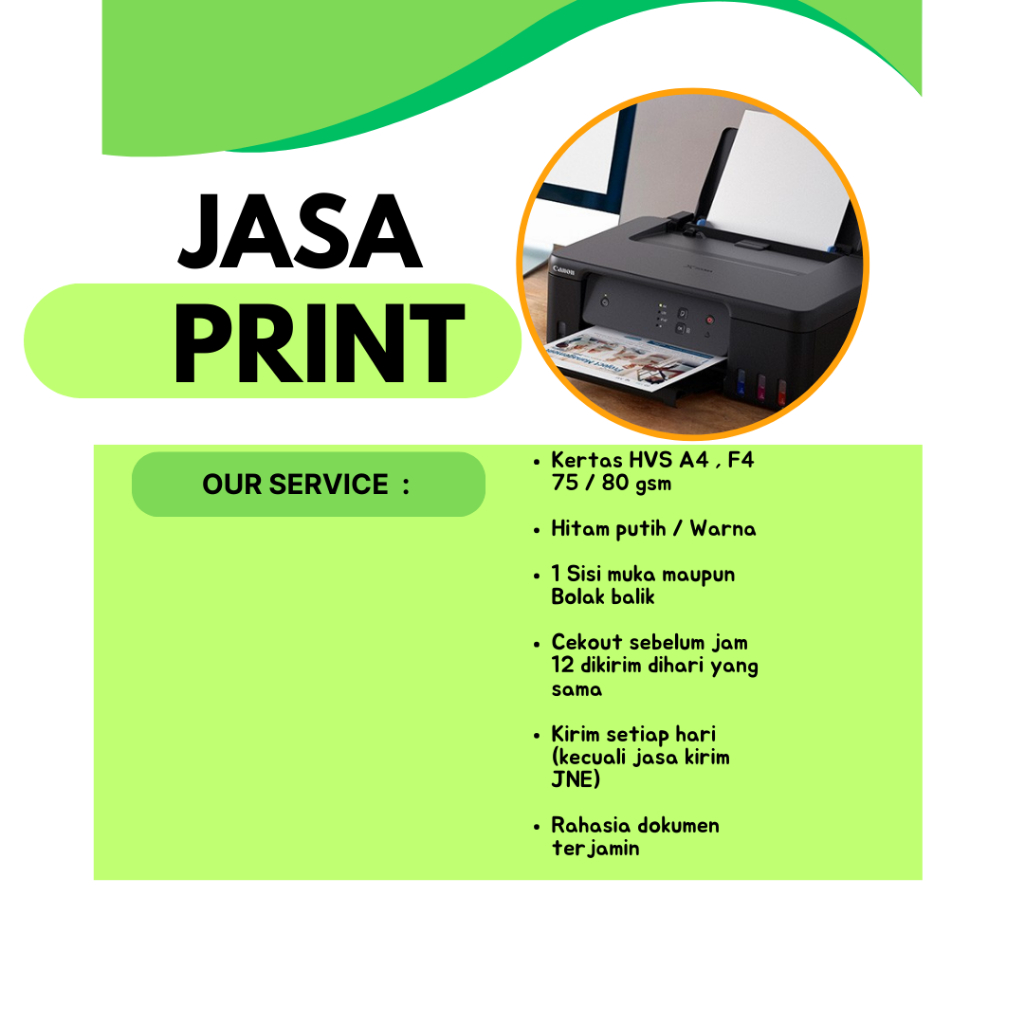 

Jasa Print Cetak Tinta INK Tank Warna Hitam Putih A4 F4 80 gsm Tinta INK Tank