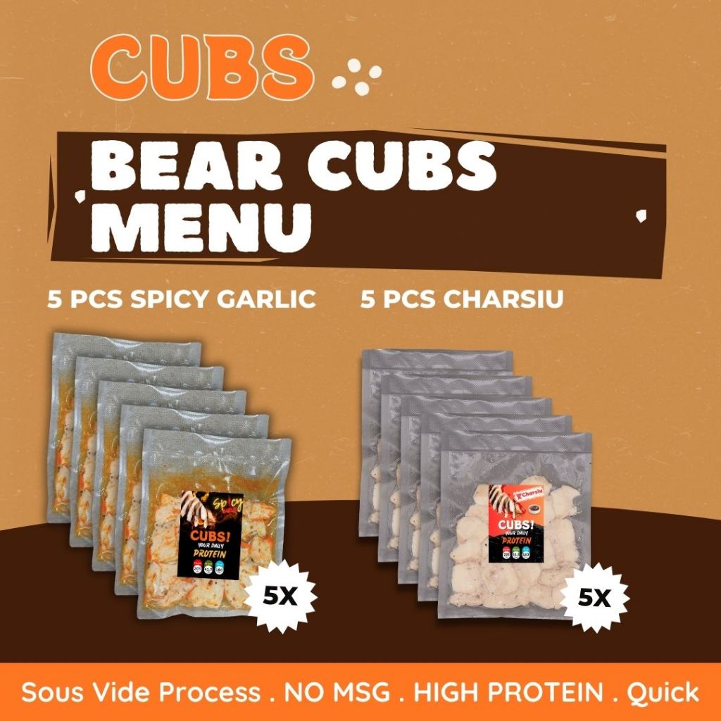 

CUBS BUNDLING BEAR MENU Dada ayam siap saji 5 Charsiu 5 SpicyGarlic