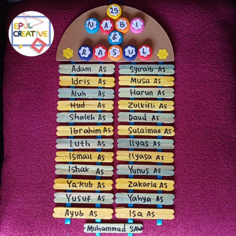 kerajinan tangan 25 nama-nama nabi dan rasul dari stik eskrim
